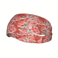Rose Pattern Sports Headband Sweat Wicking Unisex Fitness Gear