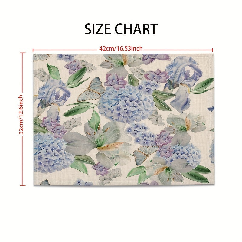 Bohemian Linen Placemat Hydrangea Pattern Table Mat