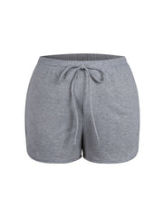  Basic Shorts Women's Plus Elastic Waist Tie Sporty Shorts