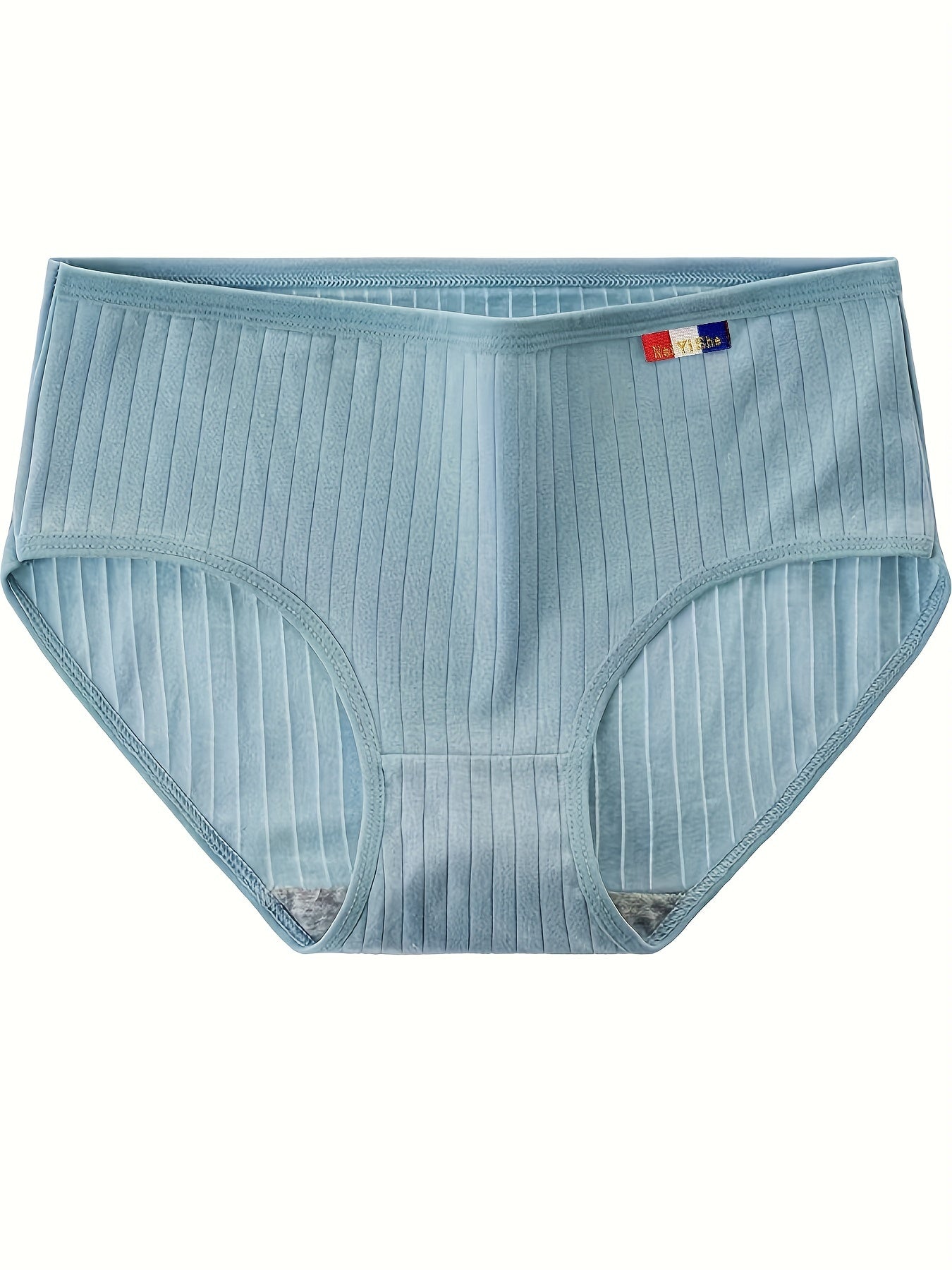 5pcs Ribbed Briefs Comfy Mid Rise Stretchy Panties Women's Lingerie