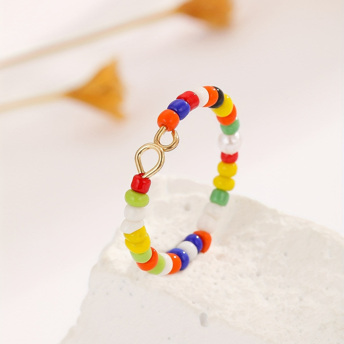 Boho Colorful Beads Ring 18k Plated Summer Vacation Decor