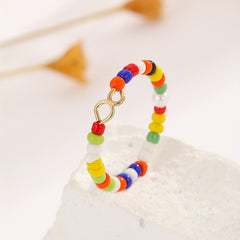 Boho Colorful Beads Ring 18k Plated Summer Vacation Decor