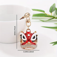 Chinese Style Dragon Shaped Key Chain Pendant, Artificial Diamond Car Key Ring