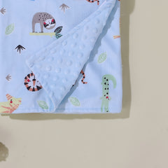Cute Kids' Beanie Blanket with Lion & Elephant Print