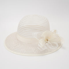 Breathable Mesh Sun Hats Wide Brim 3D Flower Lace Women's Dress Beach Hats