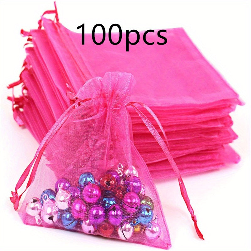 100pcs Organza Jewelry Bags Drawstring Little Mesh Gift Pouches Mini Candy Bags