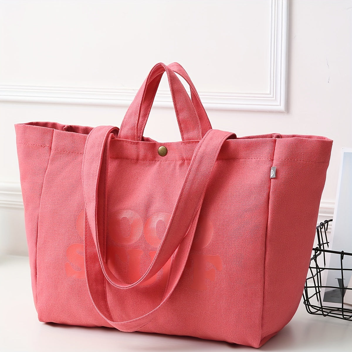 Letter Pattern Tote Bag Solid Shoulder Bag