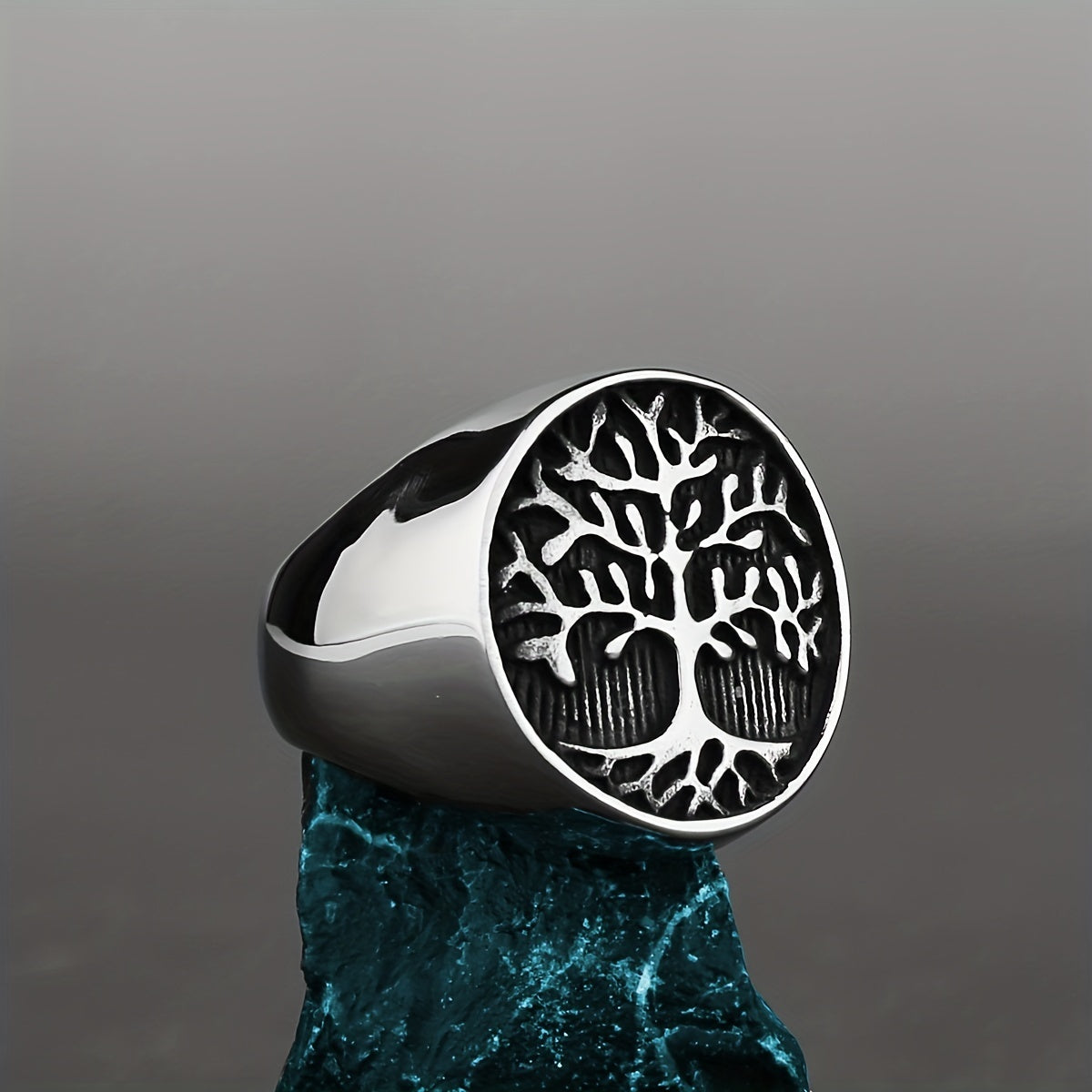 Lucky Tree Of Life Silvery Ring Men's Vintage Ring