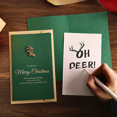 4pcs Vintage Stamping Christmas Metal Greeting Card With Envelope