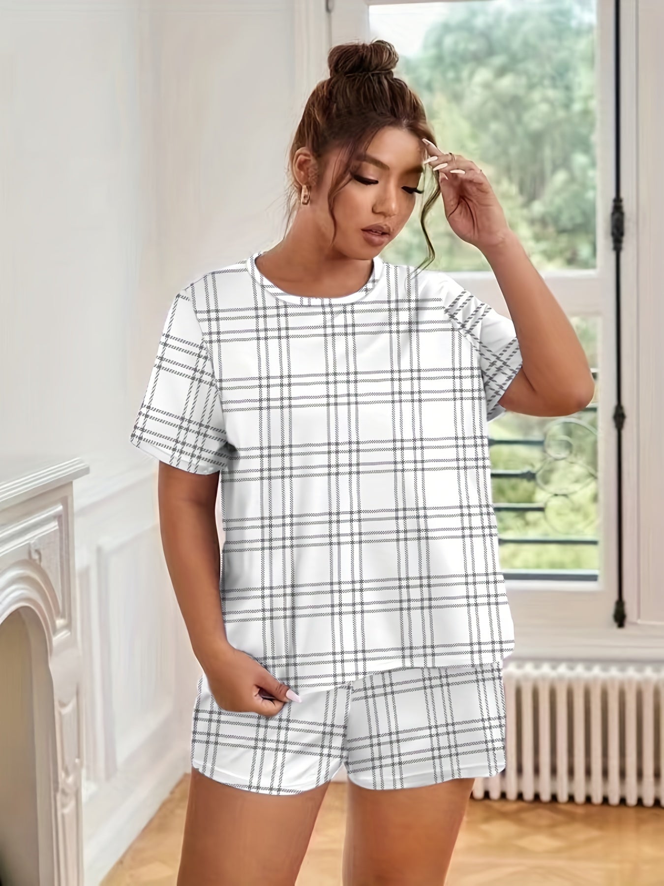  Plaid Tee & Shorts 2pcs Set