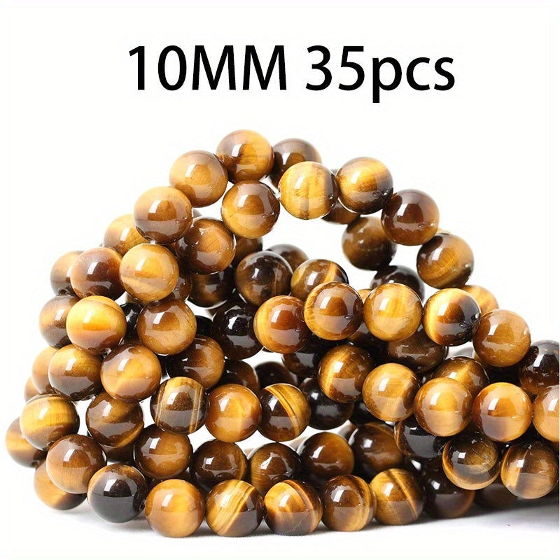 Natural Yellow Tiger's Eye Gemstone Round Beads for Jewelry Making DIY