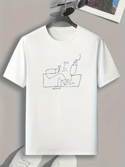 Smoking Pattern Print Men's Comfy Sports T shirt Graphic Tee