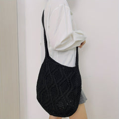 Casual Large Capacity Knitted Bag Solid Crochet Shoulder Bag