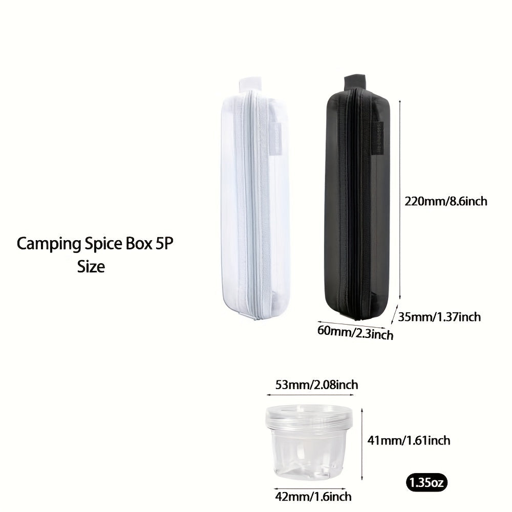 5pcs Portable Spice Containers with Labels and Storage Bag
