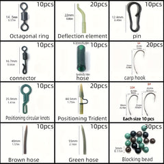 180pcs Carp Fishing Accessories Set w/ Storage Box Plastic Gear Supplies