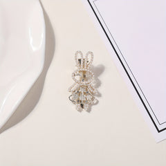 Rabbit Hair Clip Faux Pearl Rhinestone Decor Duck Billed Clip Alloy Hair Clip