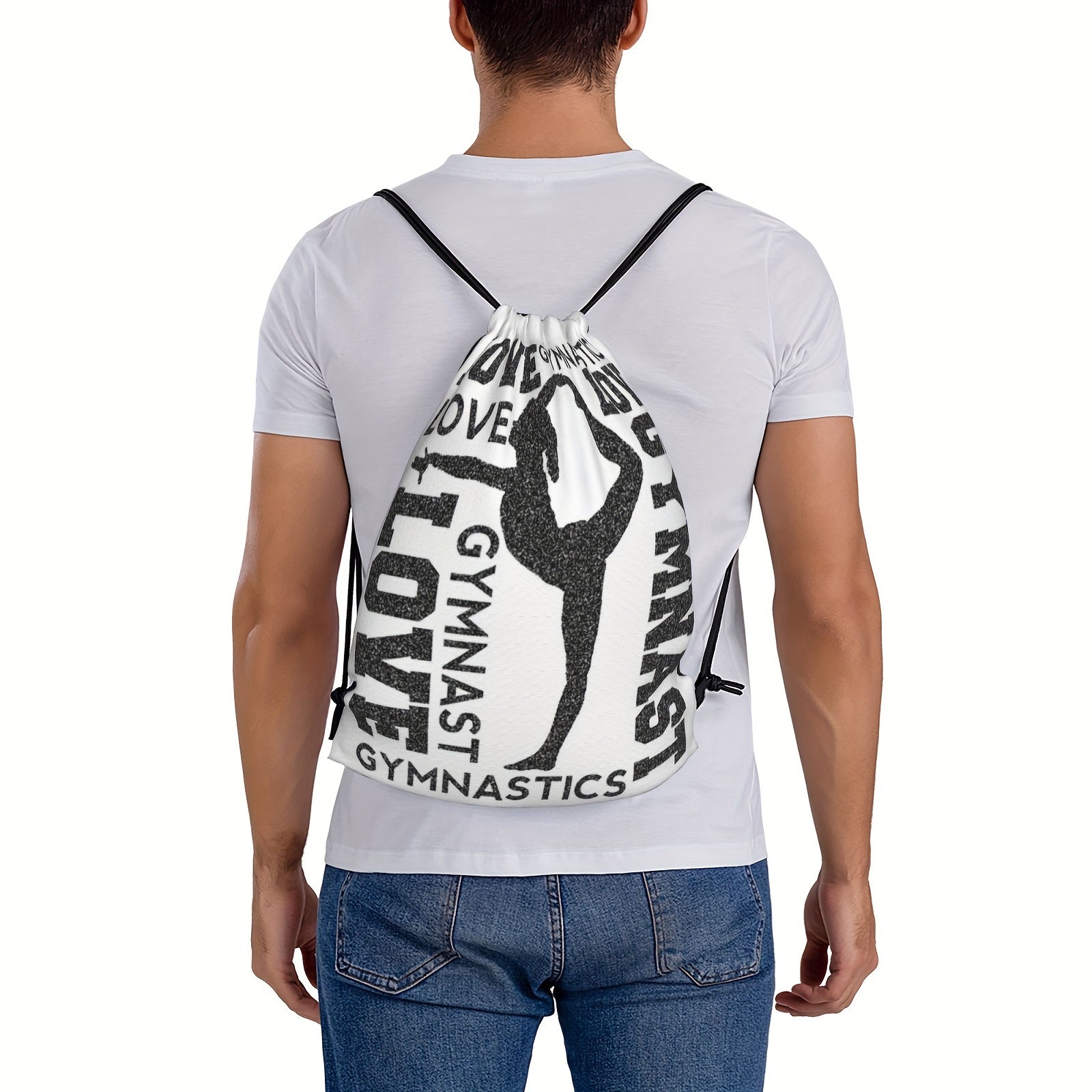 Love Gymnastics Gymnast Drawstring Backpack Outdoor Lightweight Bag