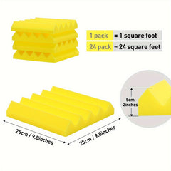 24pcs Yellow High Density Triangular Slot Sound Absorbing Cotton