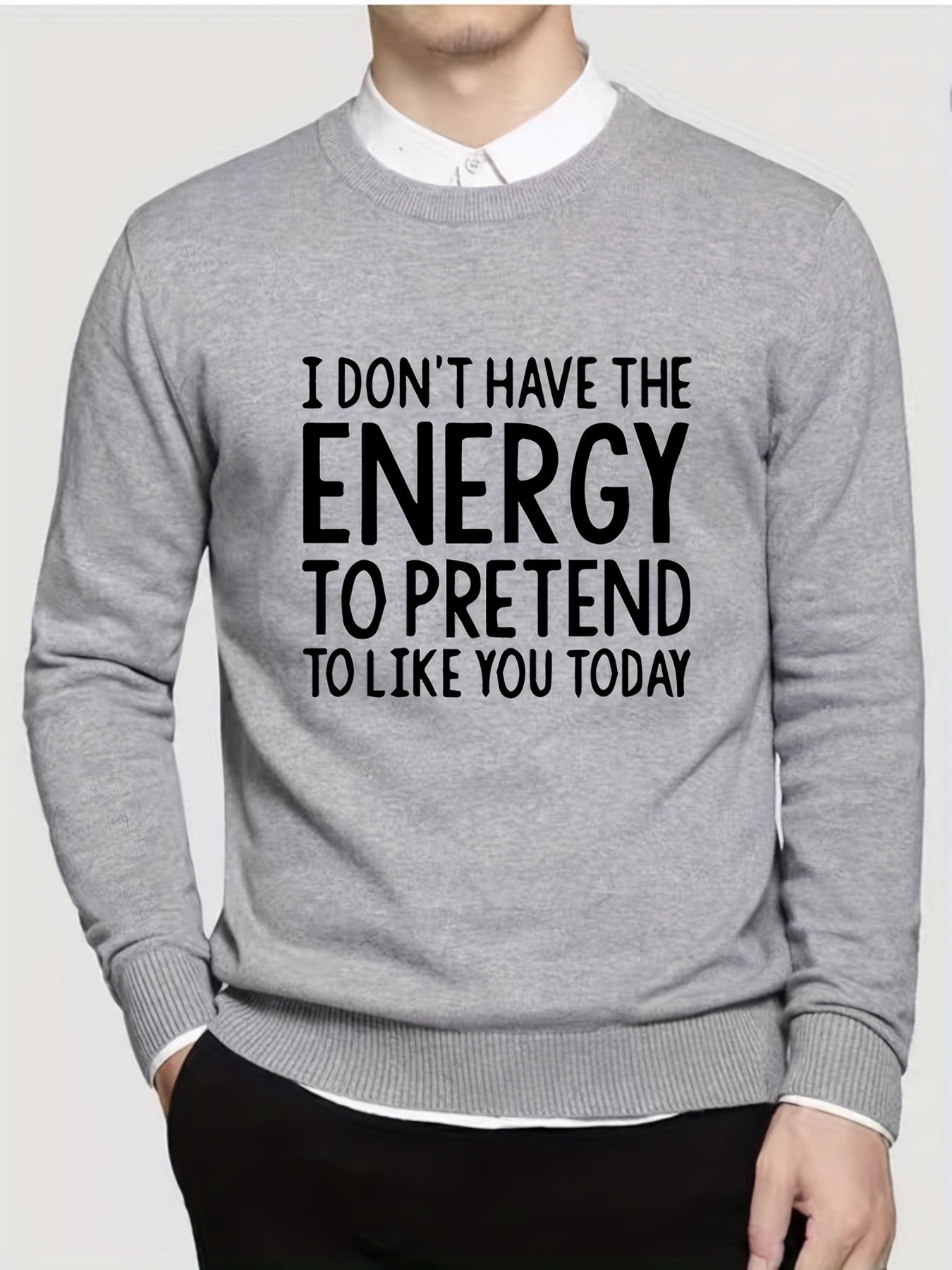 Men's Casual Knitted Sweater - Warm Mid Stretch Crew Neck Pullover