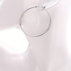 Golden Silvery Hoop Earrings Minimalist Stainless Steel 14K Plated