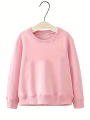Boys Solid Pullover Sweatshirt Long Sleeve Crew Neck