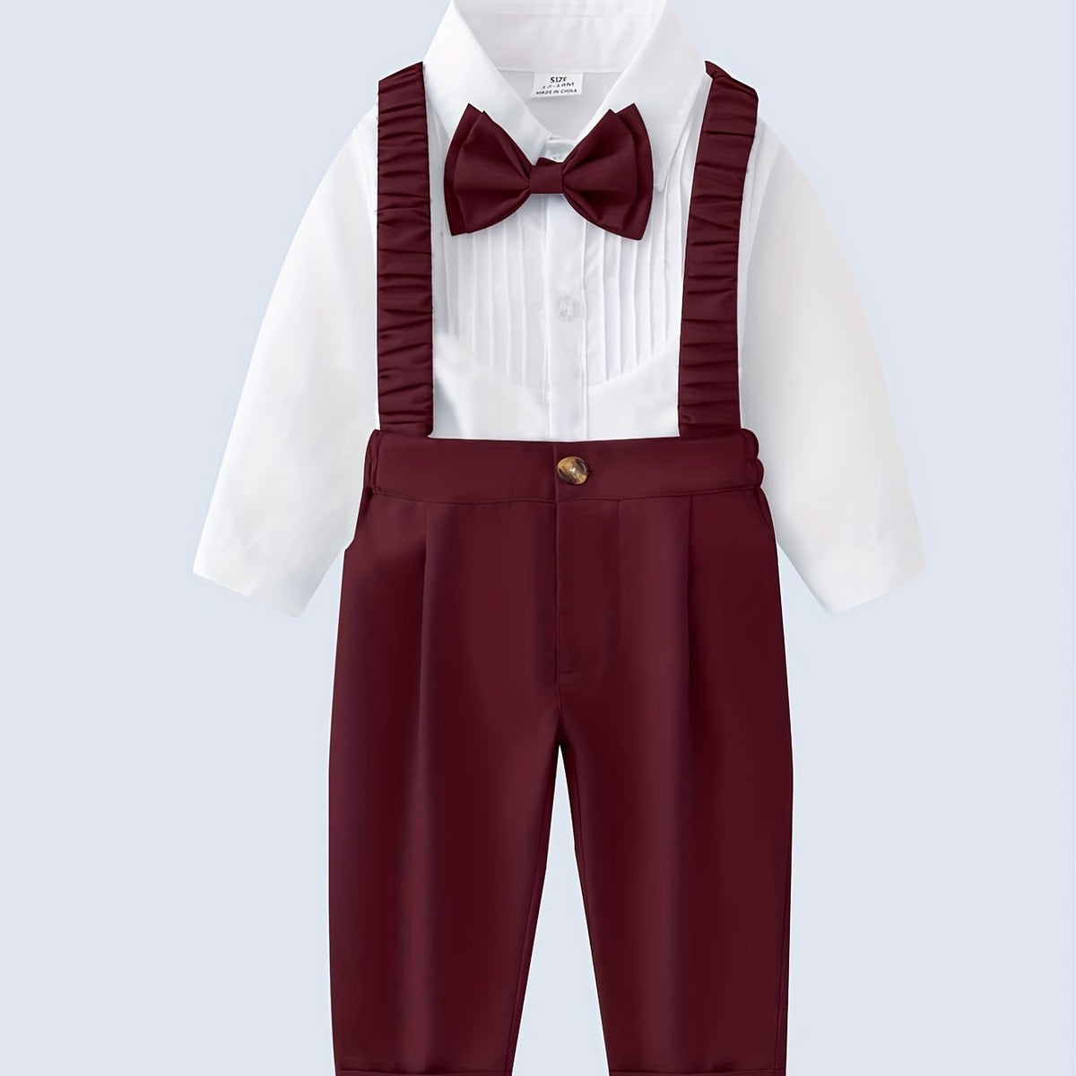 Baby Gentleman Suit 2pcs Long Sleeved Shirt and Overalls Pants