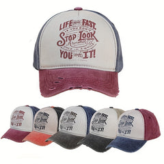 Unisex Raw Denim Baseball Cap with Letter Embroidery