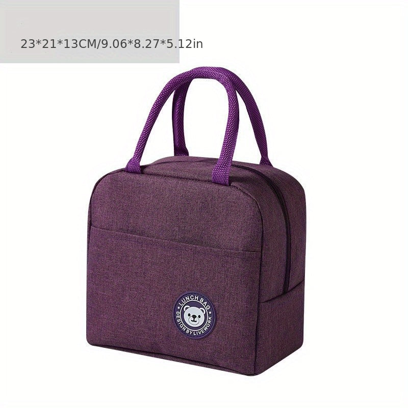 Bear Pattern Insulated Lunch Bag Waterproof Portable School Office Fresh Food