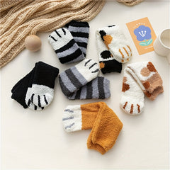 6 Pairs Cartoon Cat Paw Socks for Women