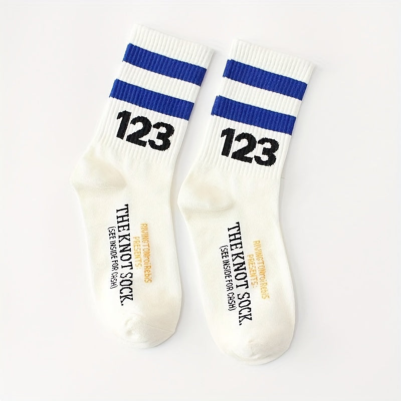 4 Pairs Striped Sports Socks Women's Stockings