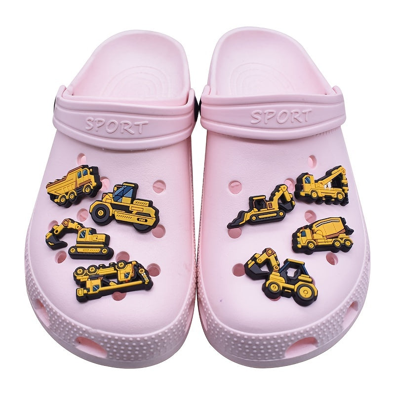 12pcs Engineering Vehicle Shoe Decorations for Clogs