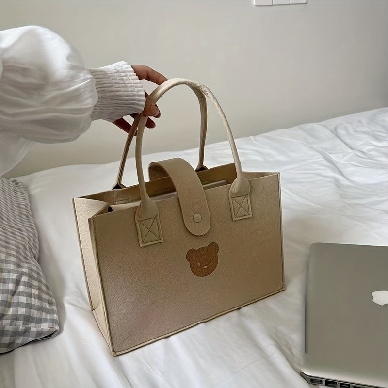 Large Capacity Felt Tote Bag Lightweight All Match Satchel Bag