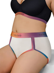 3 Pack Plus Size Panties Set Women's Plus Contrast Ombre Binding High Rise
