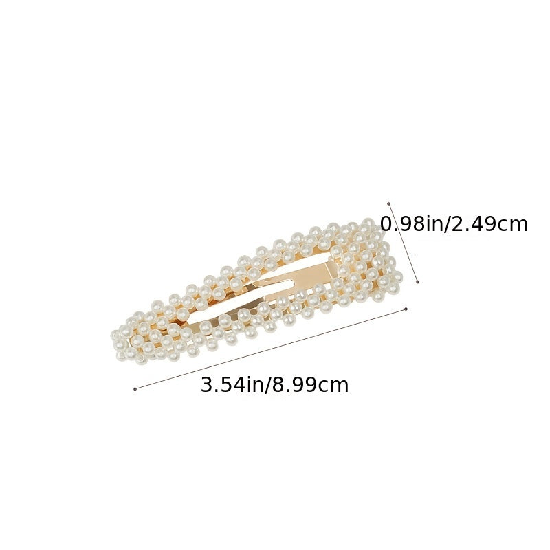 Pearl Resin Hair Clips Set - Golden Hair Accessories