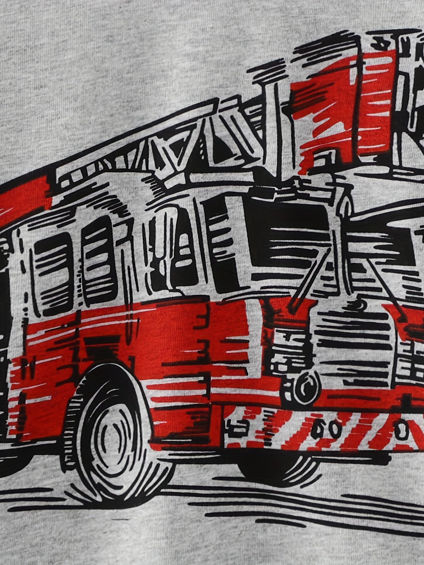 Boys Fire Truck Cartoon Pajamas Set Long Sleeve Sleepwear Pants