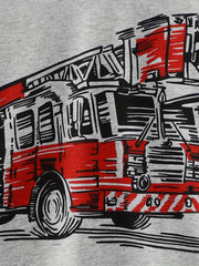 Boys Fire Truck Cartoon Pajamas Set Long Sleeve Sleepwear Pants