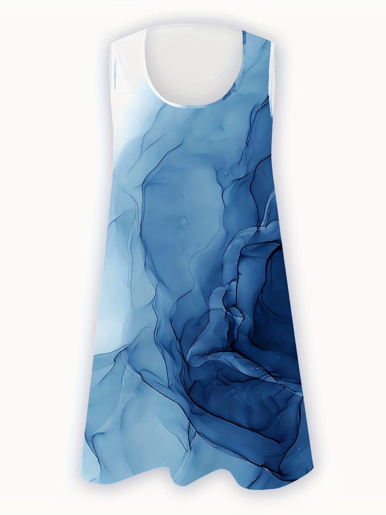 Marble Print Sleeveless Dress Casual Tank Dress