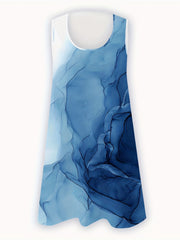 Marble Print Sleeveless Dress Casual Tank Dress