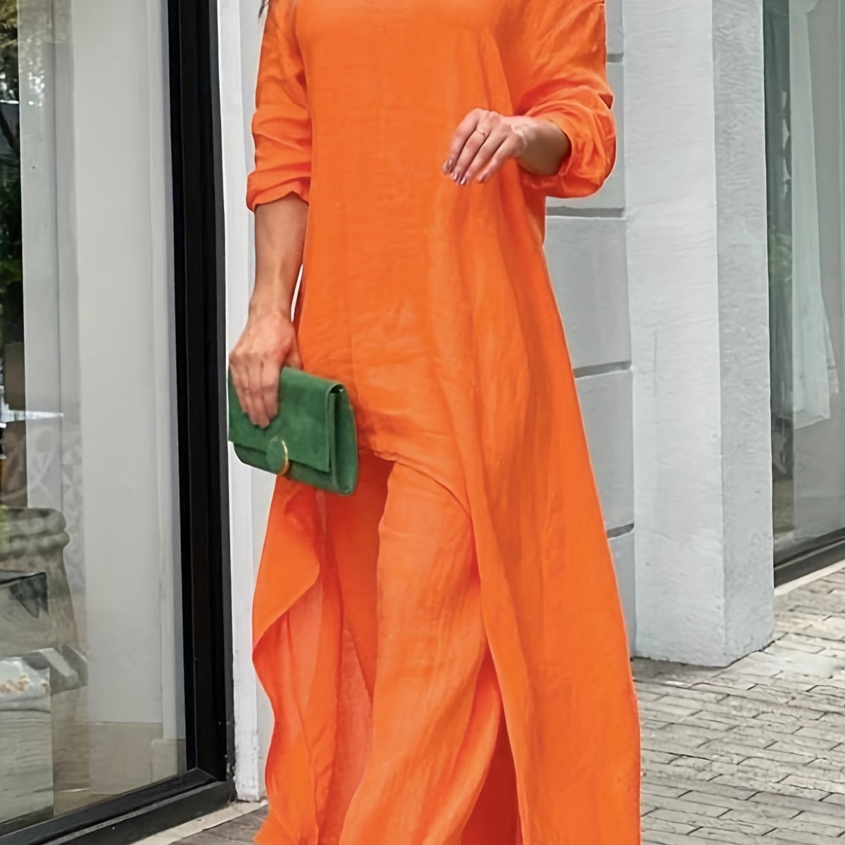  Solid Long Sleeve Top & Pants Set