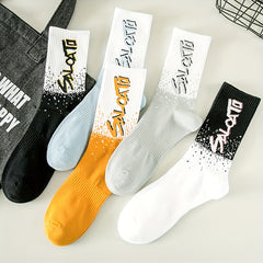 5 Pairs Letter Print Socks Comfy & Breathable Mid Tube Socks Women's Stockings