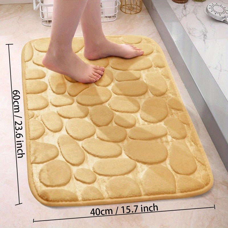 Cobblestone Pattern Bath Rug Soft Non Slip Quick Dry Bath Mat