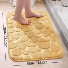 Cobblestone Pattern Bath Rug Soft Non Slip Quick Dry Bath Mat