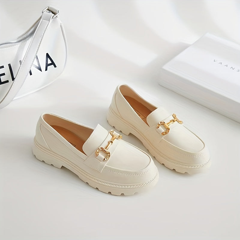 Women's Closed Toe Slip On Loafers with Metal Decor Shoes