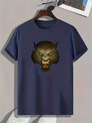 Monster Pattern Print Men's Comfy Sports T shirt Graphic Tee