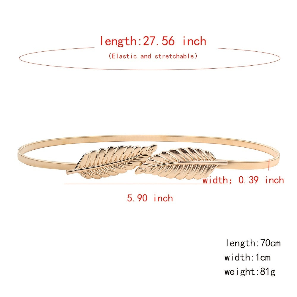 Women Metal Elastic Belt Vintage Thin Waist Belt For Dress Jeans