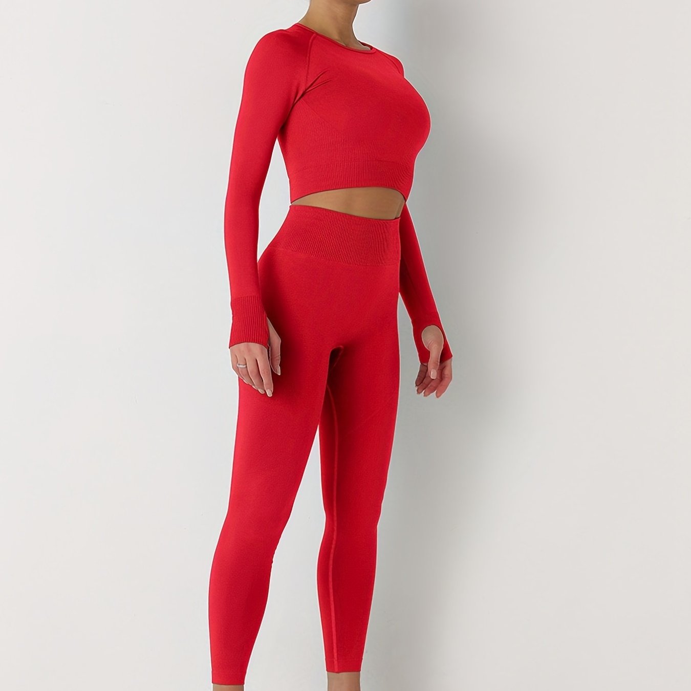 2pcs Seamless Skinny Stretchy Sports Yoga Suit