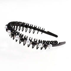Wave Rhinestone Headband with Crystal Pearl Decoration
