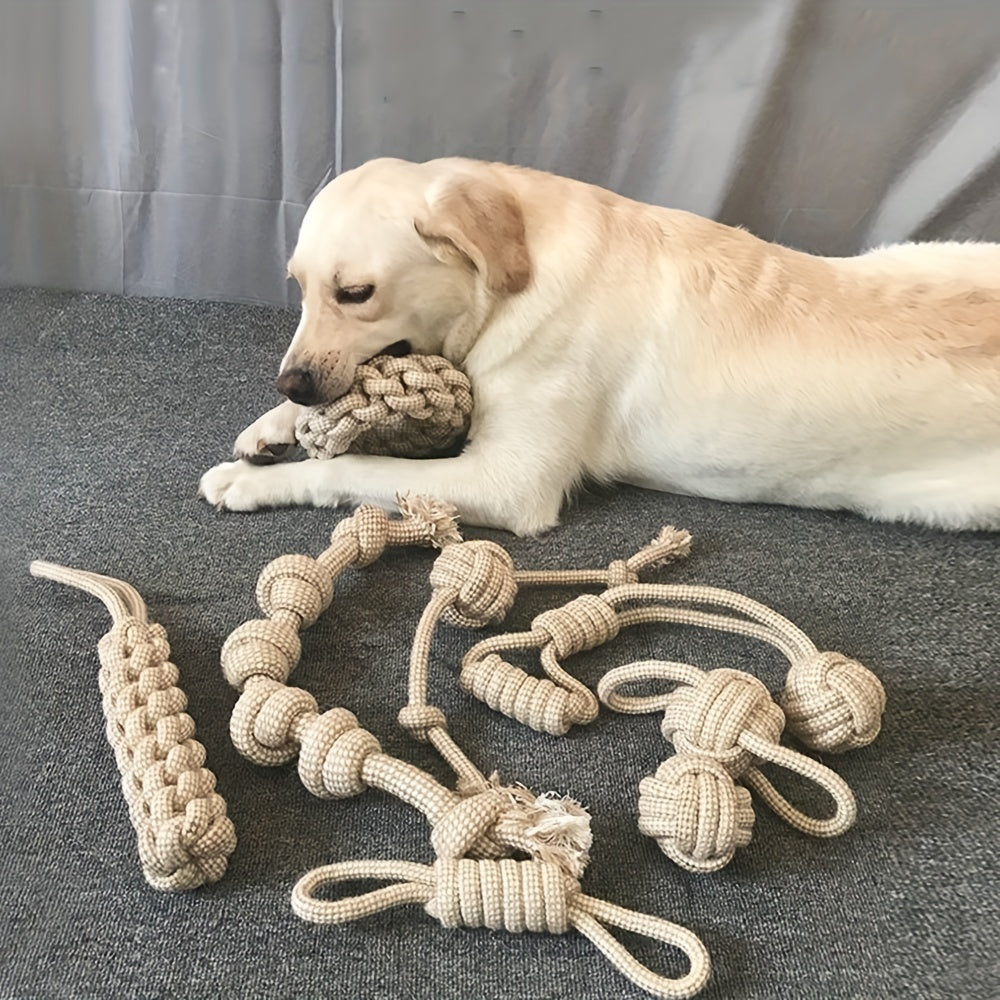 Durable Cat & Dog Teaser Toy Teeth Cleaning Star Wand Rope Knot
