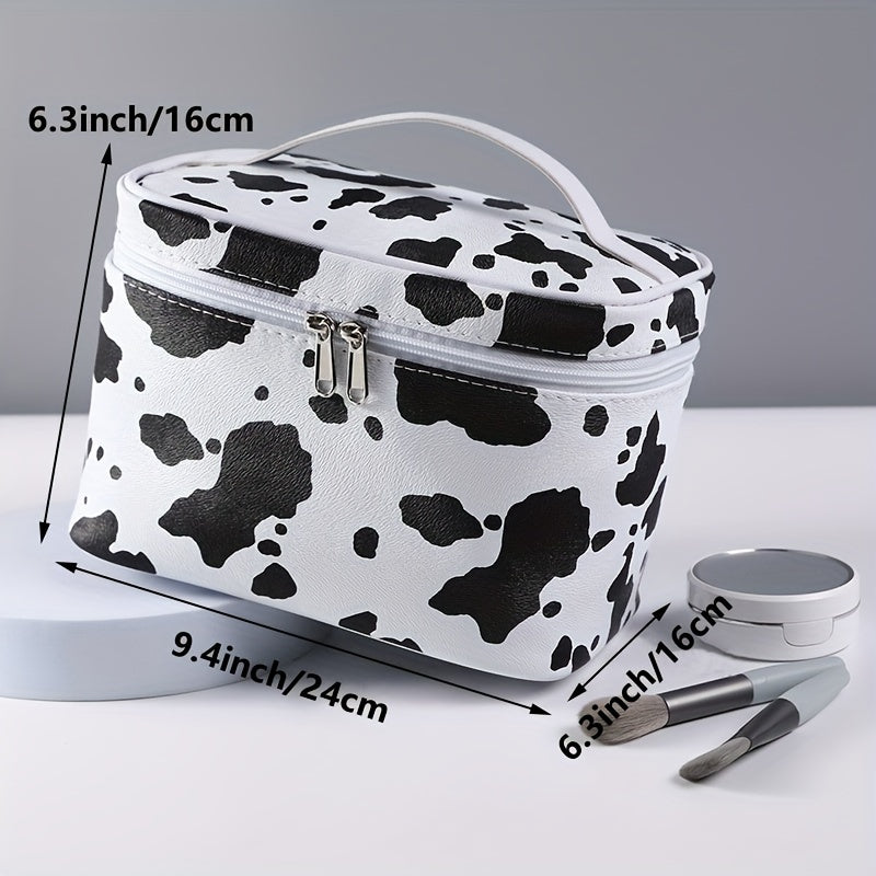 Cow Pattern Cosmetics Storage Bag Large Capacity Portable Toiletry Wash Bag