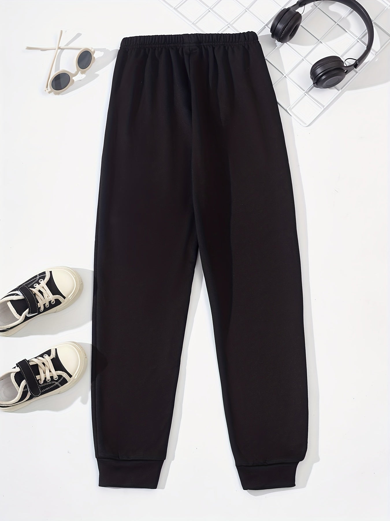 Kid Girls' Street Portrait & Letter Print Jogger Sweatpants